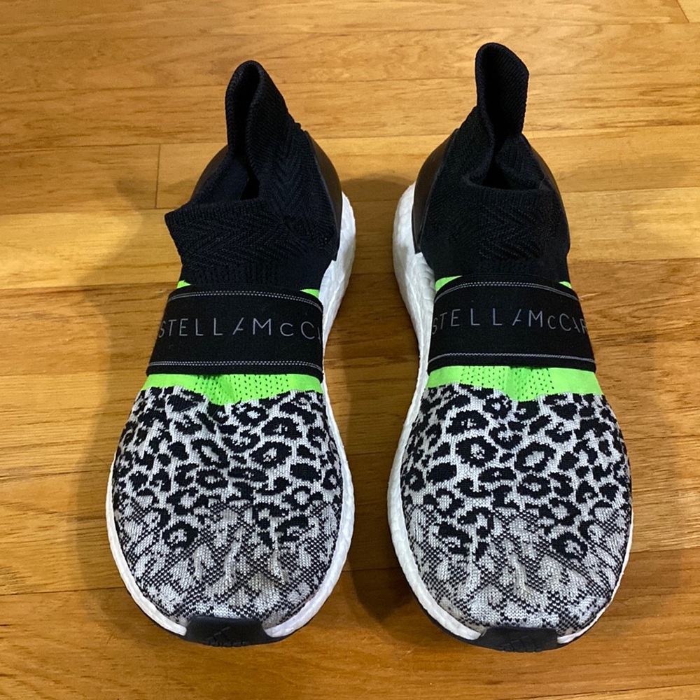 Adidas by Stella McCartney Leopard Lime Green Black White Shoes Slip On size 8